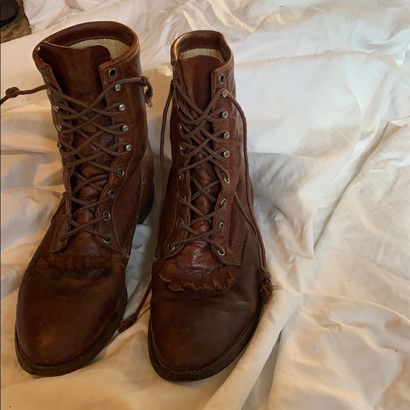 Justin brown lace up boots size 8.5D - Picture 1 of 4